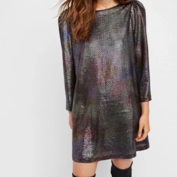 Free People Diamonds Are Forever Metallic Shift Dress - Picture 2 of 15